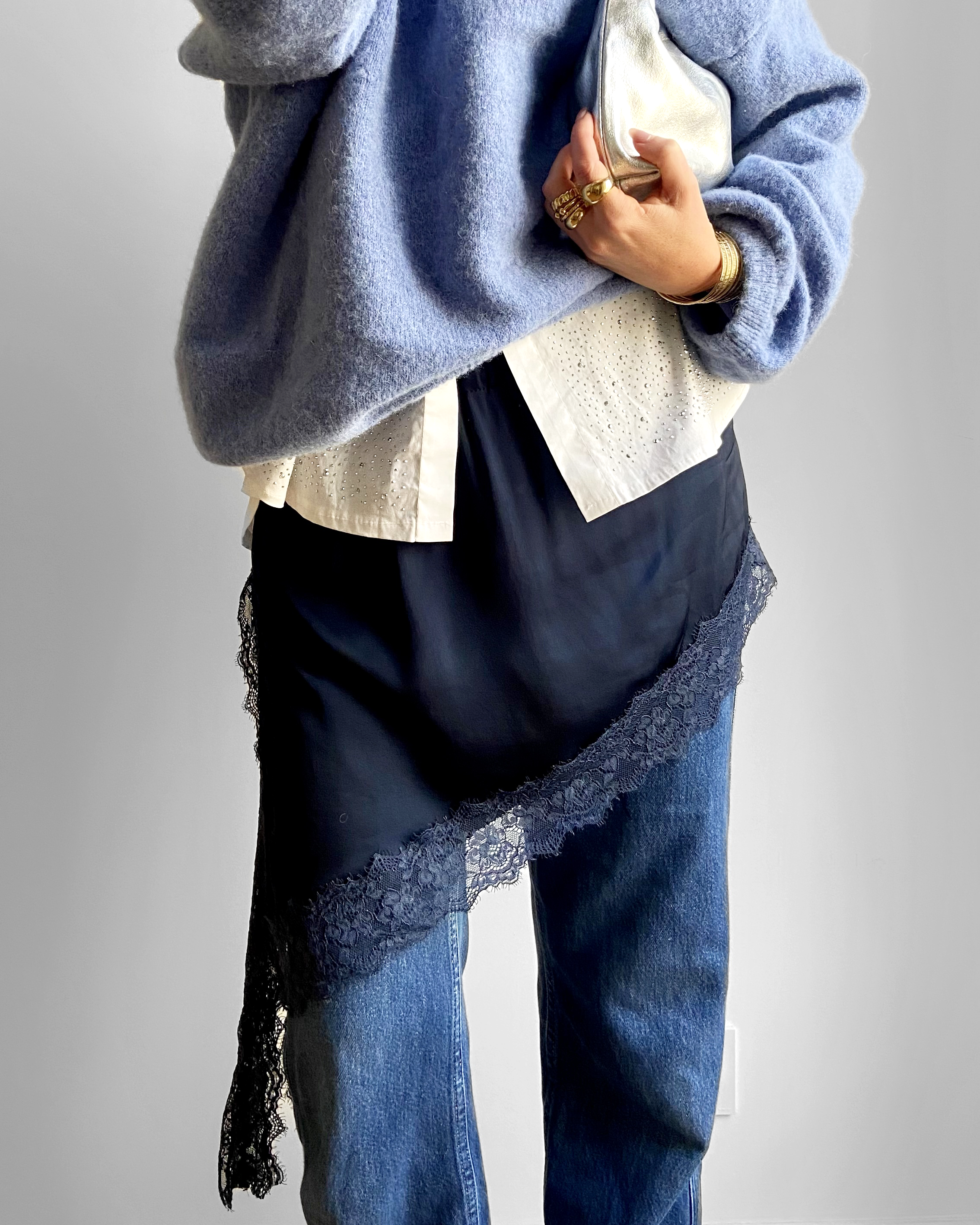 MINI JUPE SATIN DENTELLE