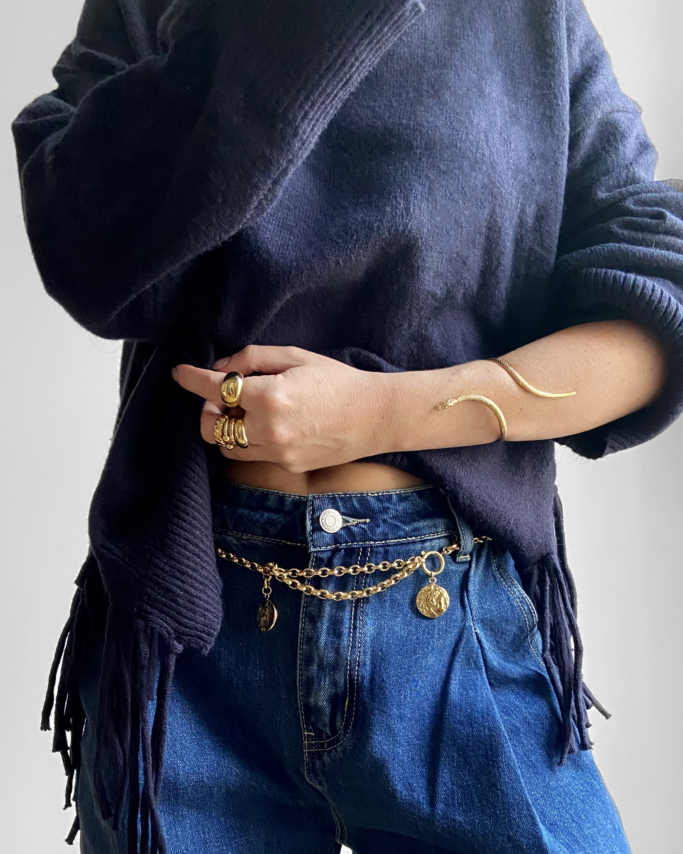 PULL COL ROULE FRANGE