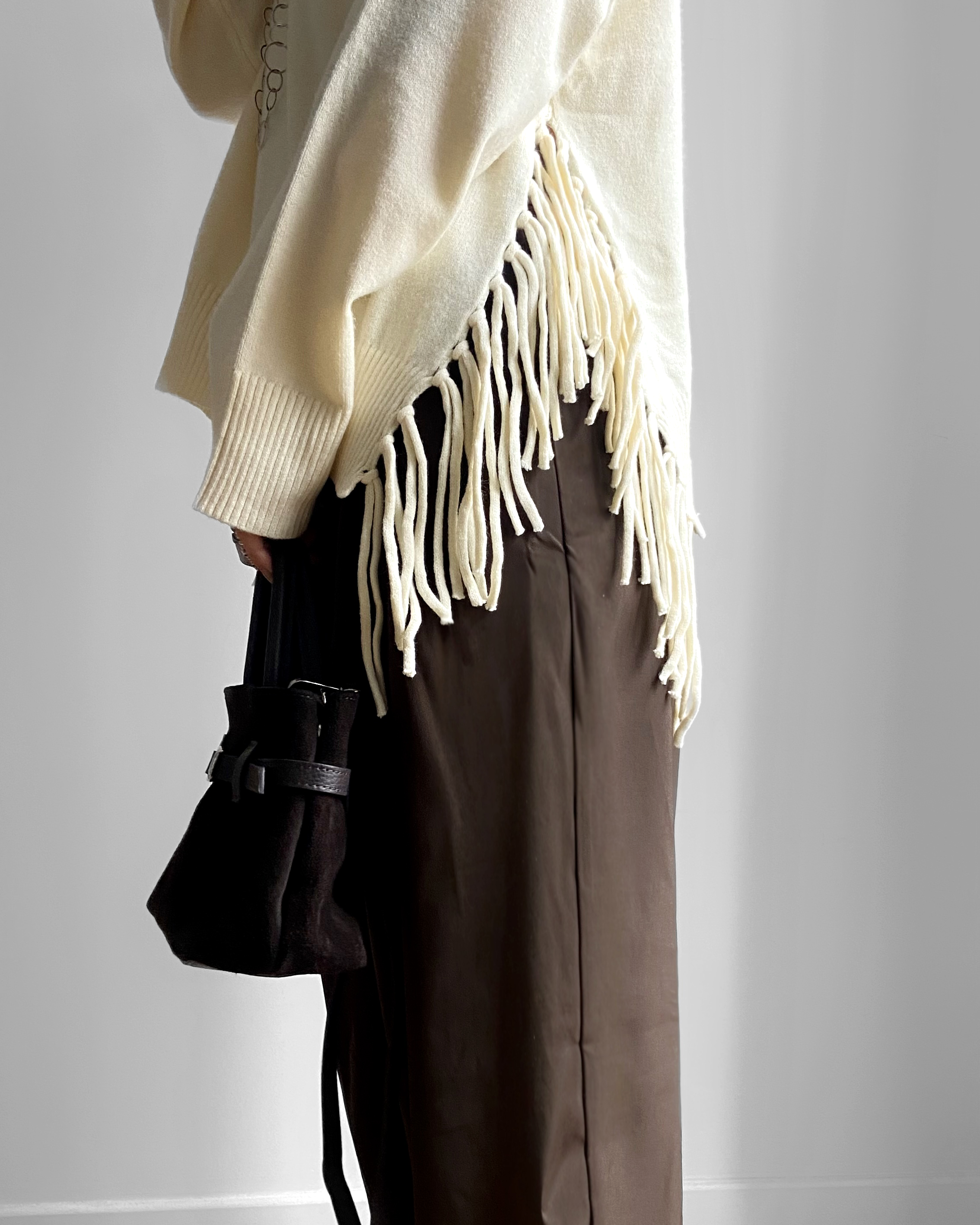 PULL COL ROULE FRANGE