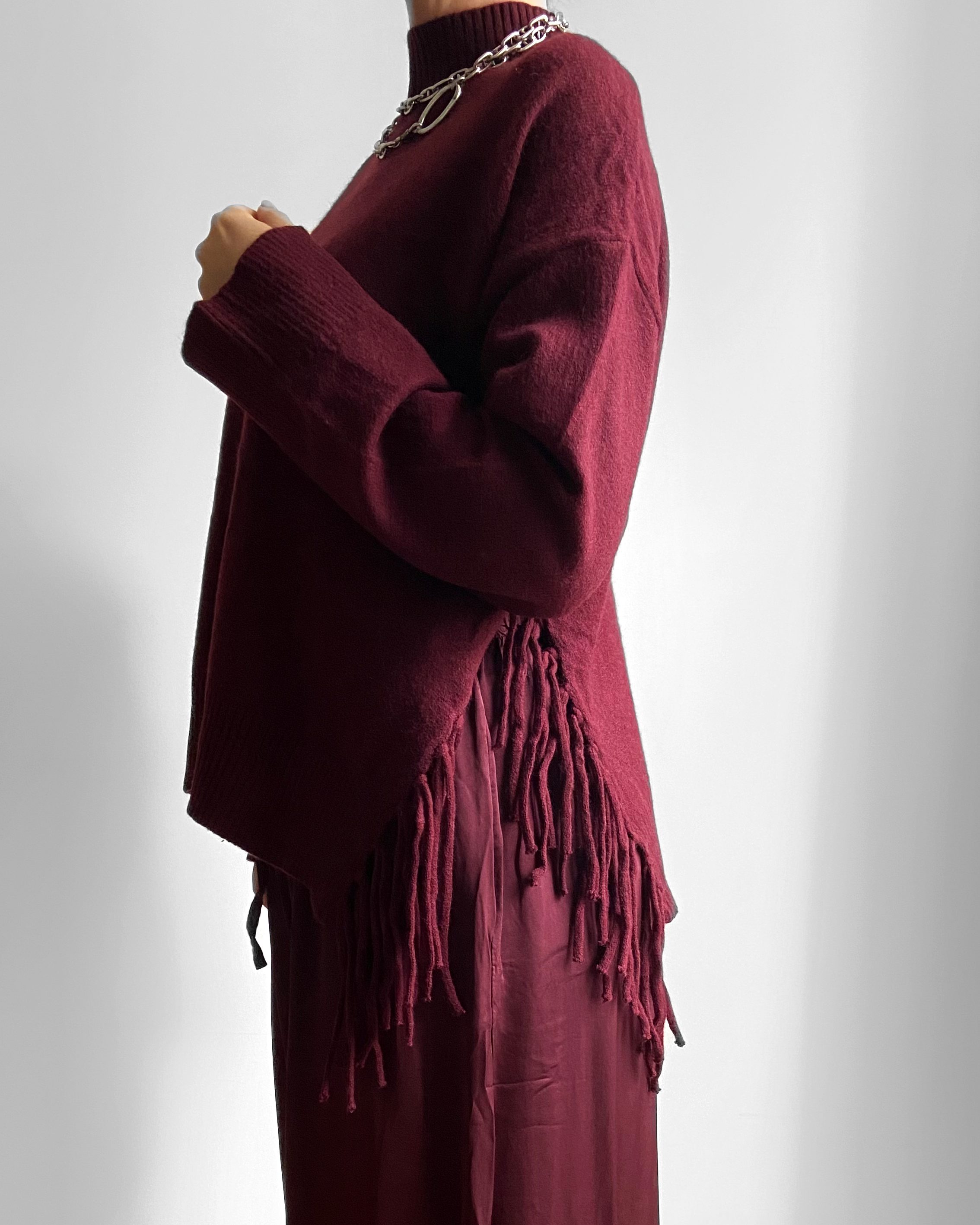 PULL COL ROULE FRANGE