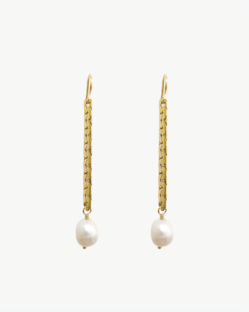 BOUCLES CHAINE PLATE PERLE