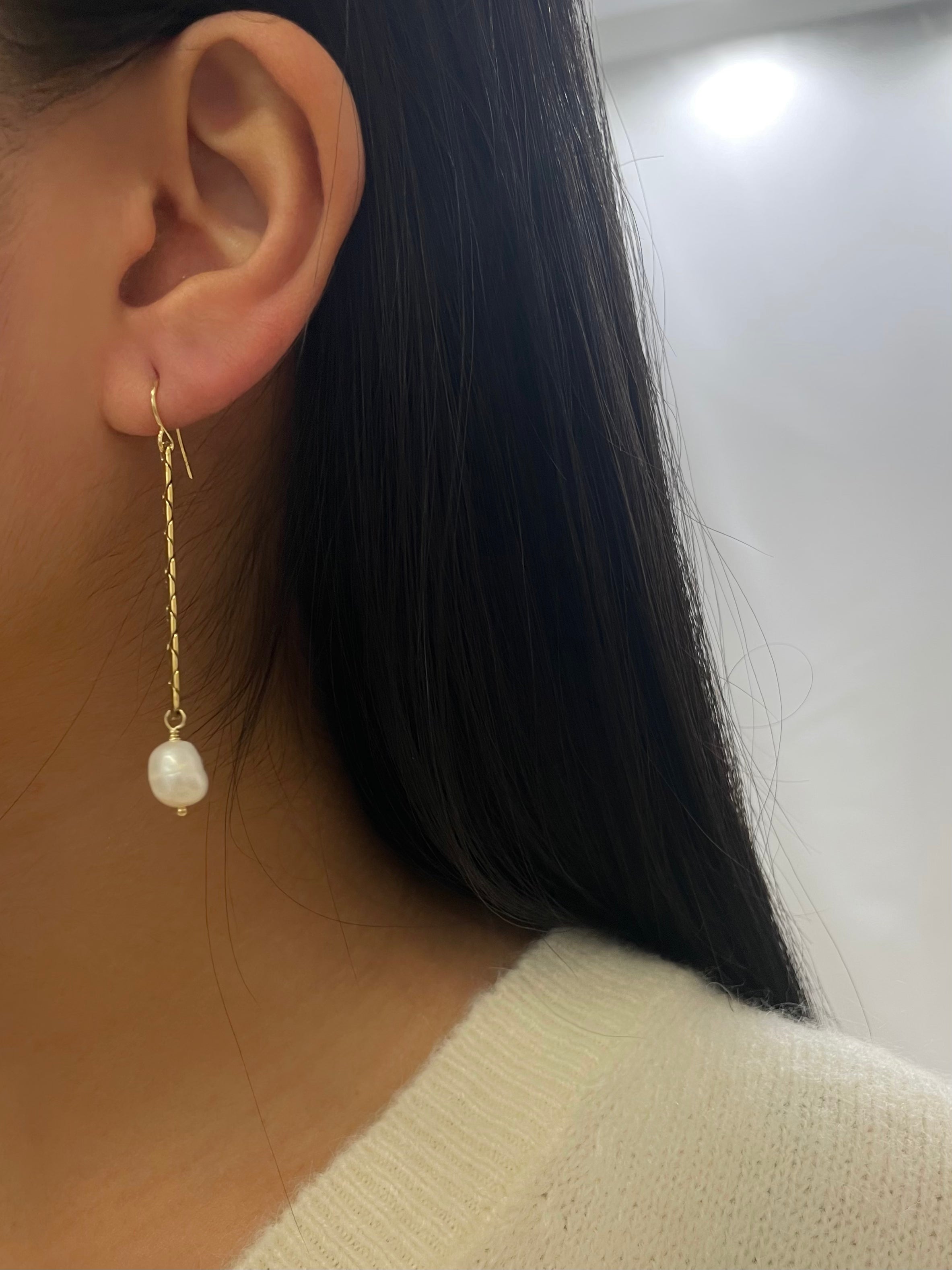 BOUCLES CHAINE PLATE PERLE