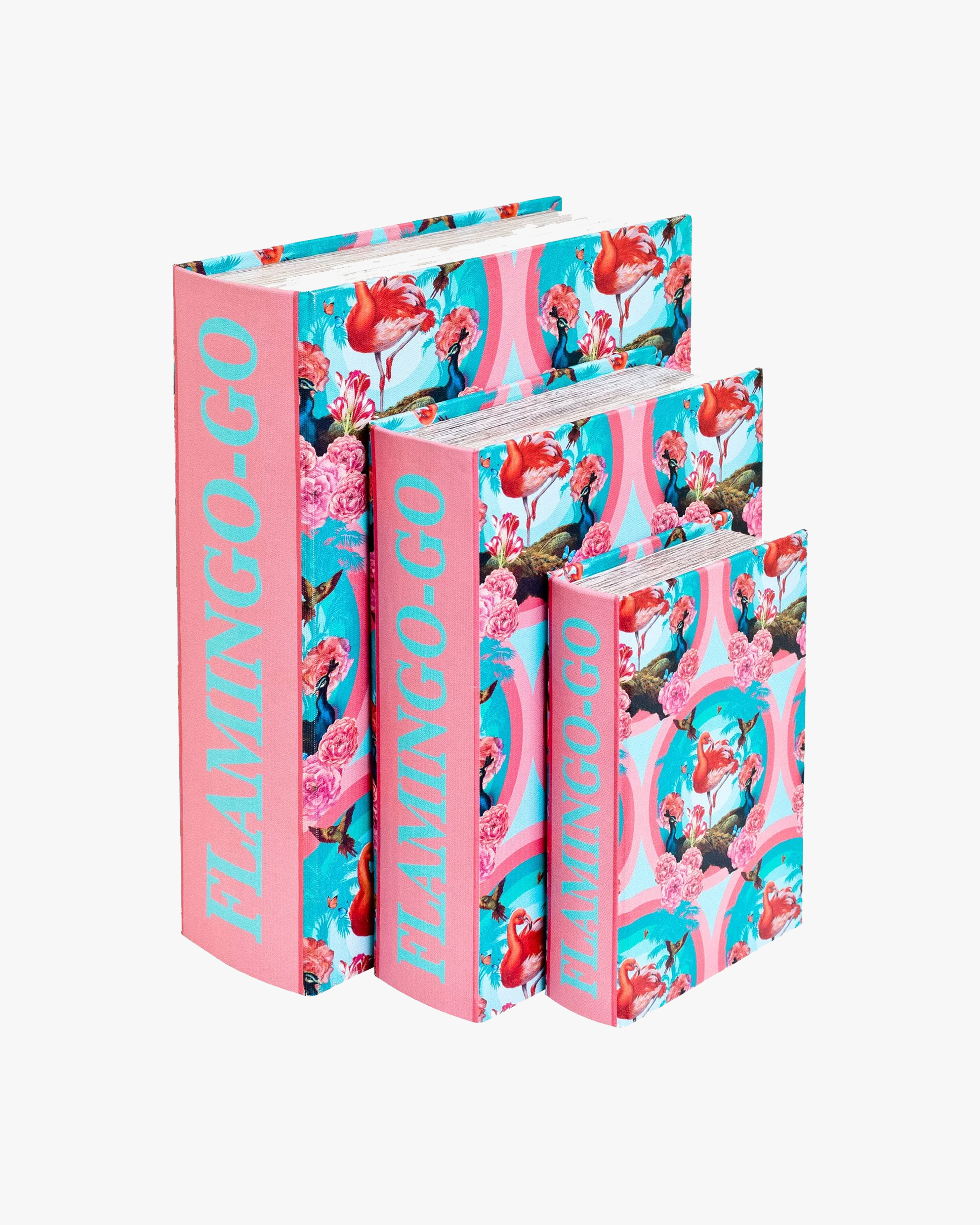 SET OF 3 FLAMINGO BOOK BOXES