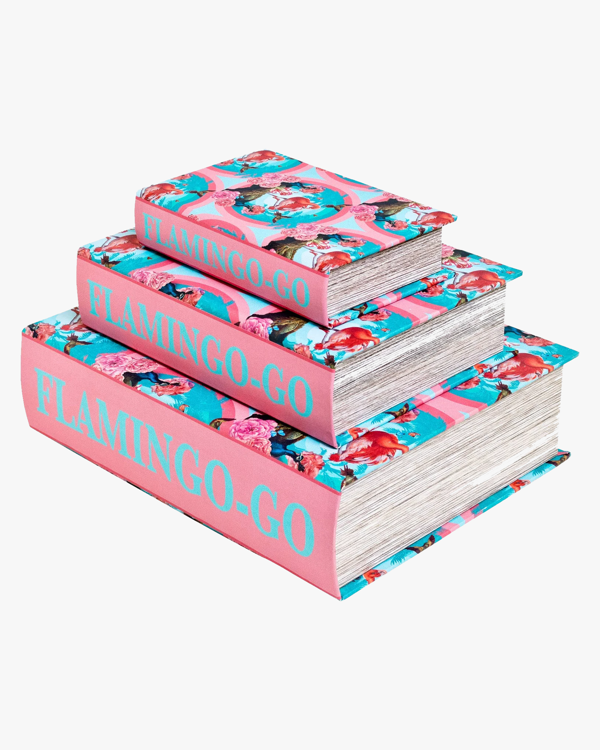 SET OF 3 FLAMINGO BOOK BOXES
