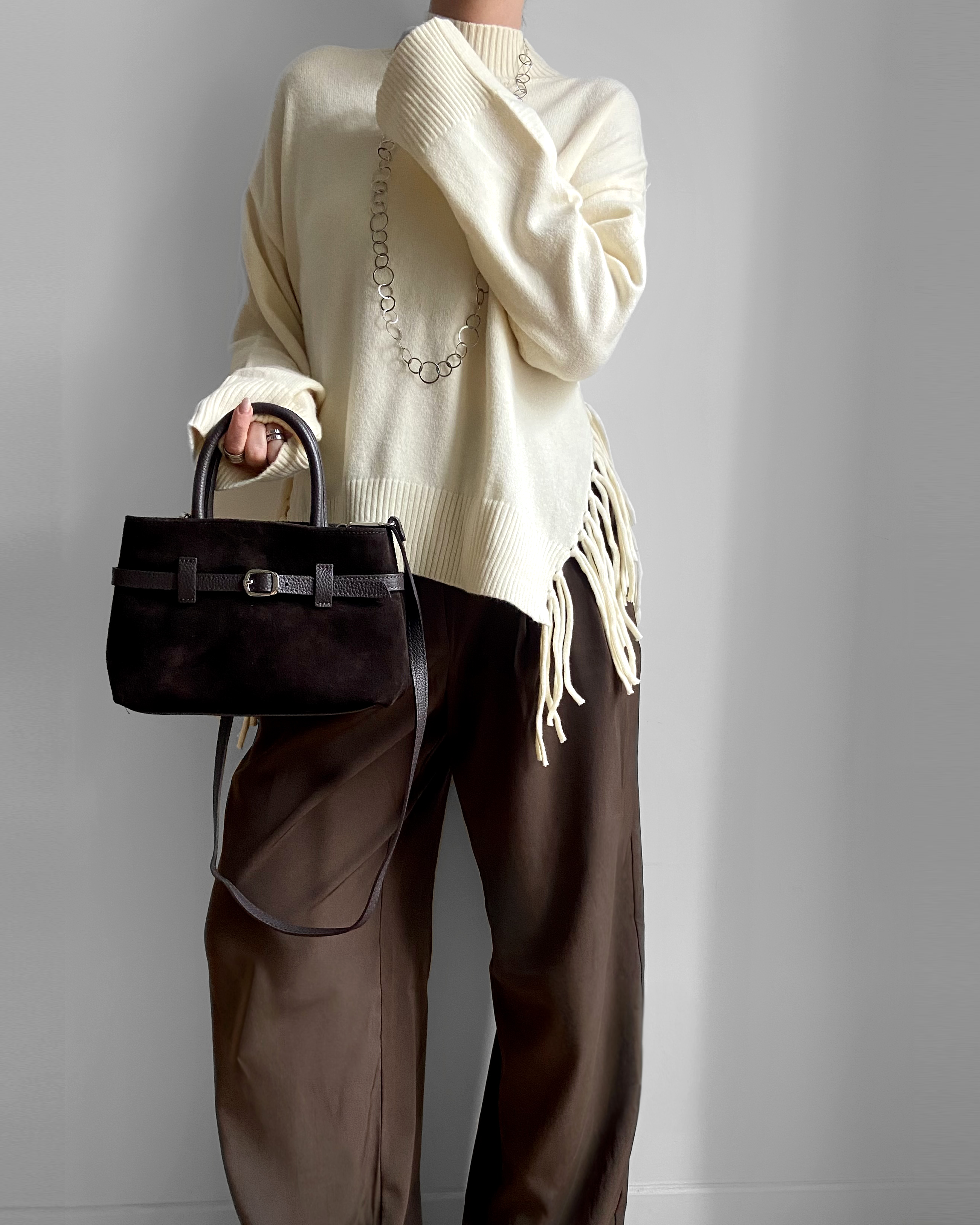 FRINGE TURTLENECK SWEATER