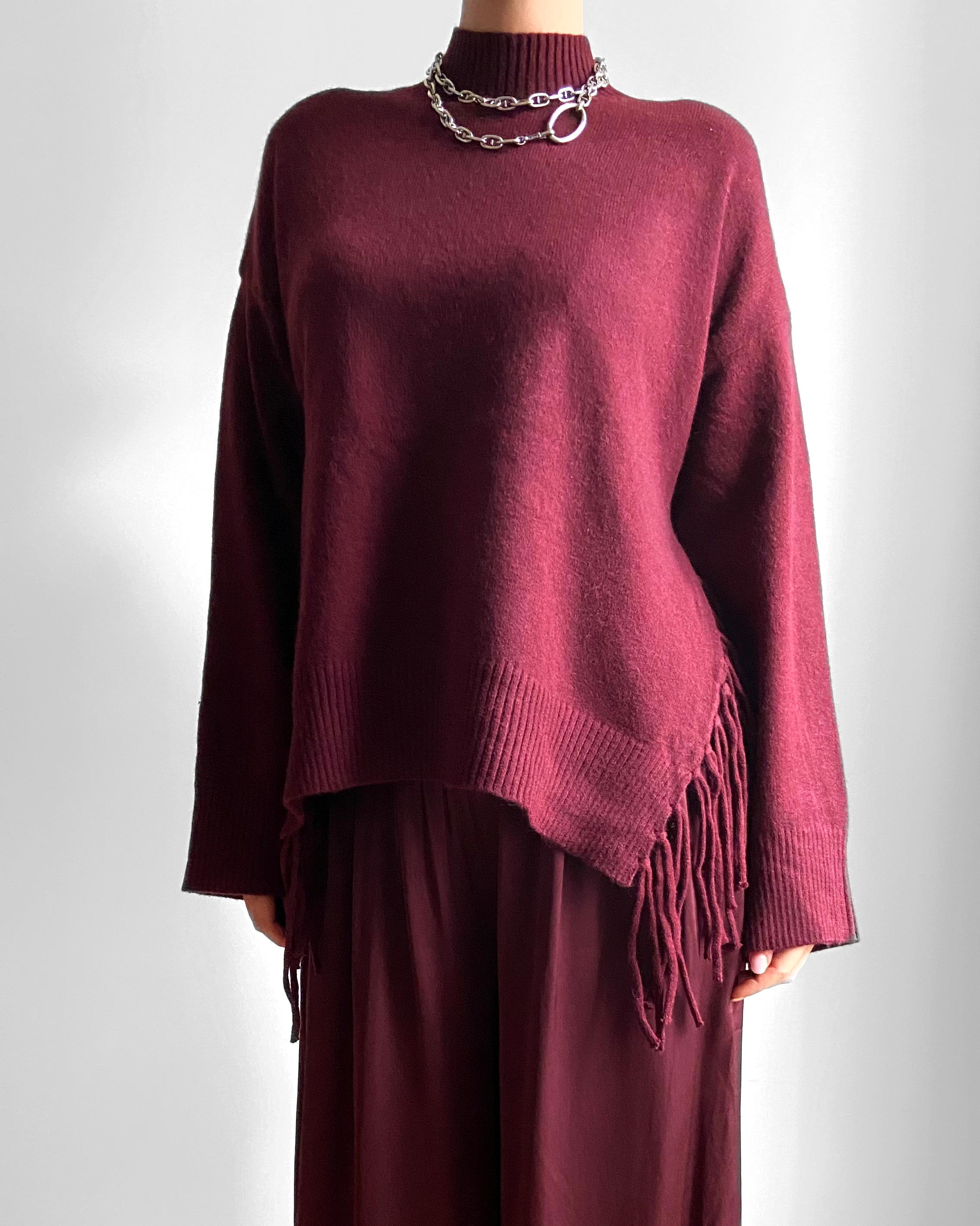 PULL COL ROULE FRANGE