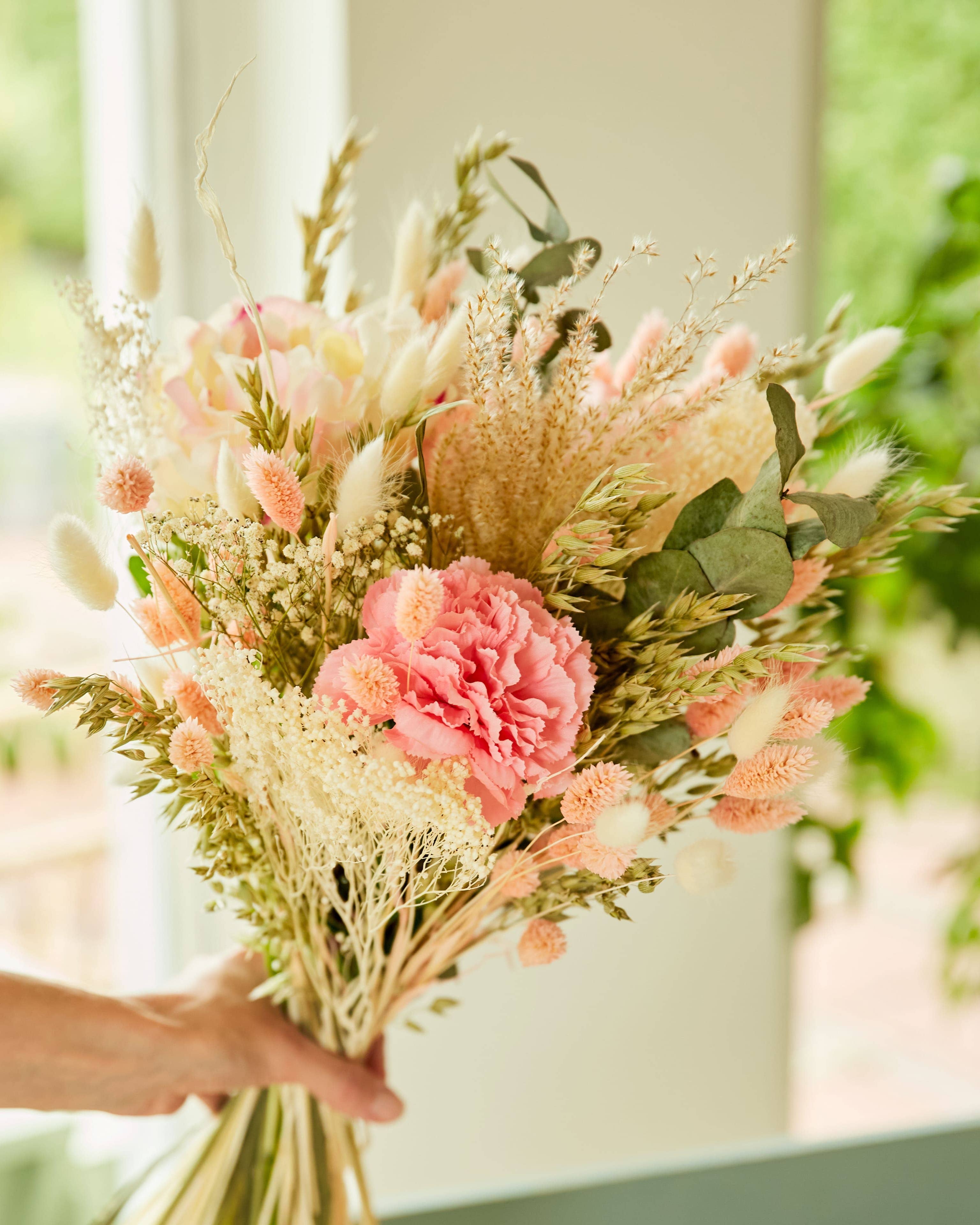 BOUQUET DE FLEURS SECHEES ET SOIE PEONY LOVE