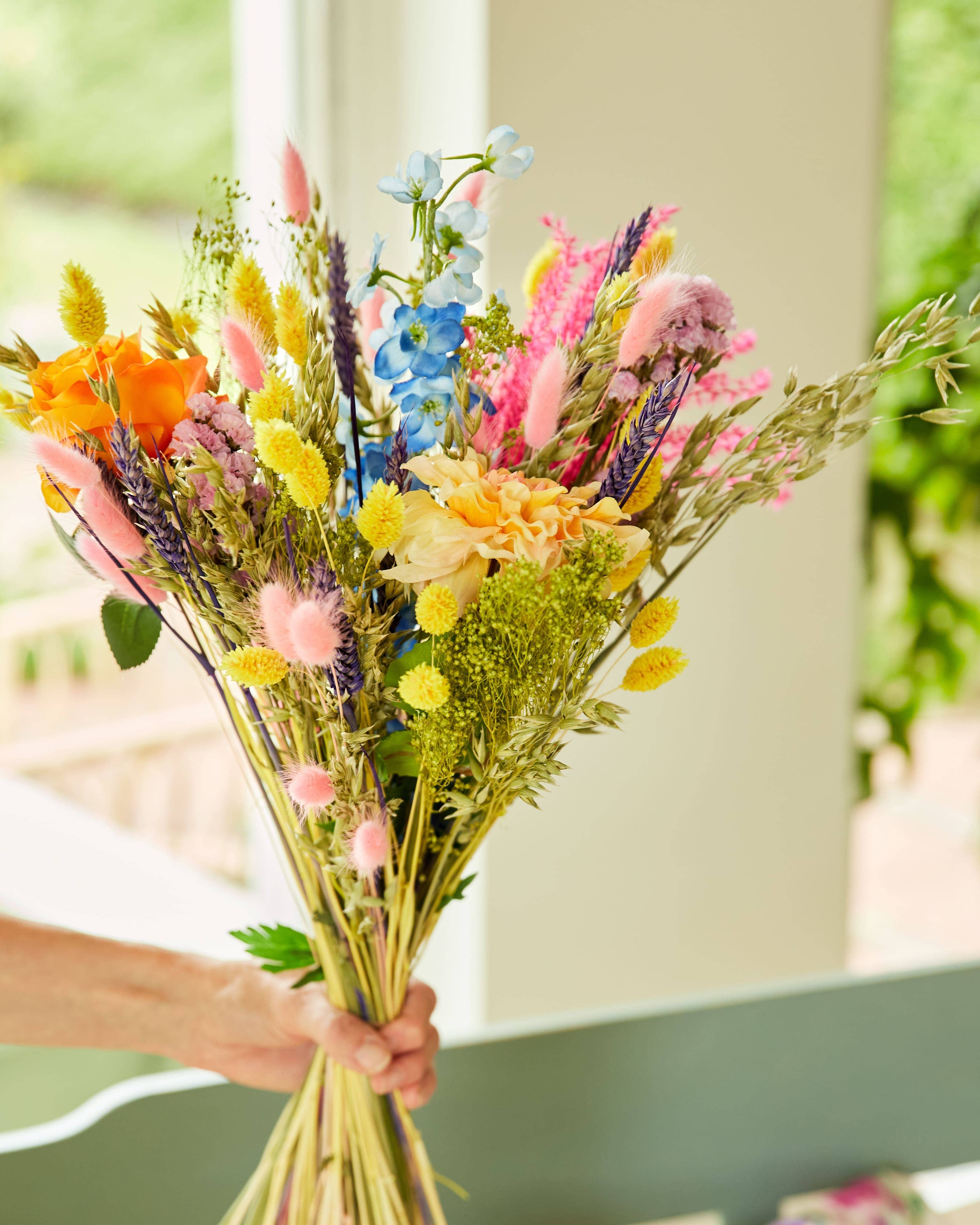 BOUQUET FLEUR SECHEES ET SOIE  BONBON