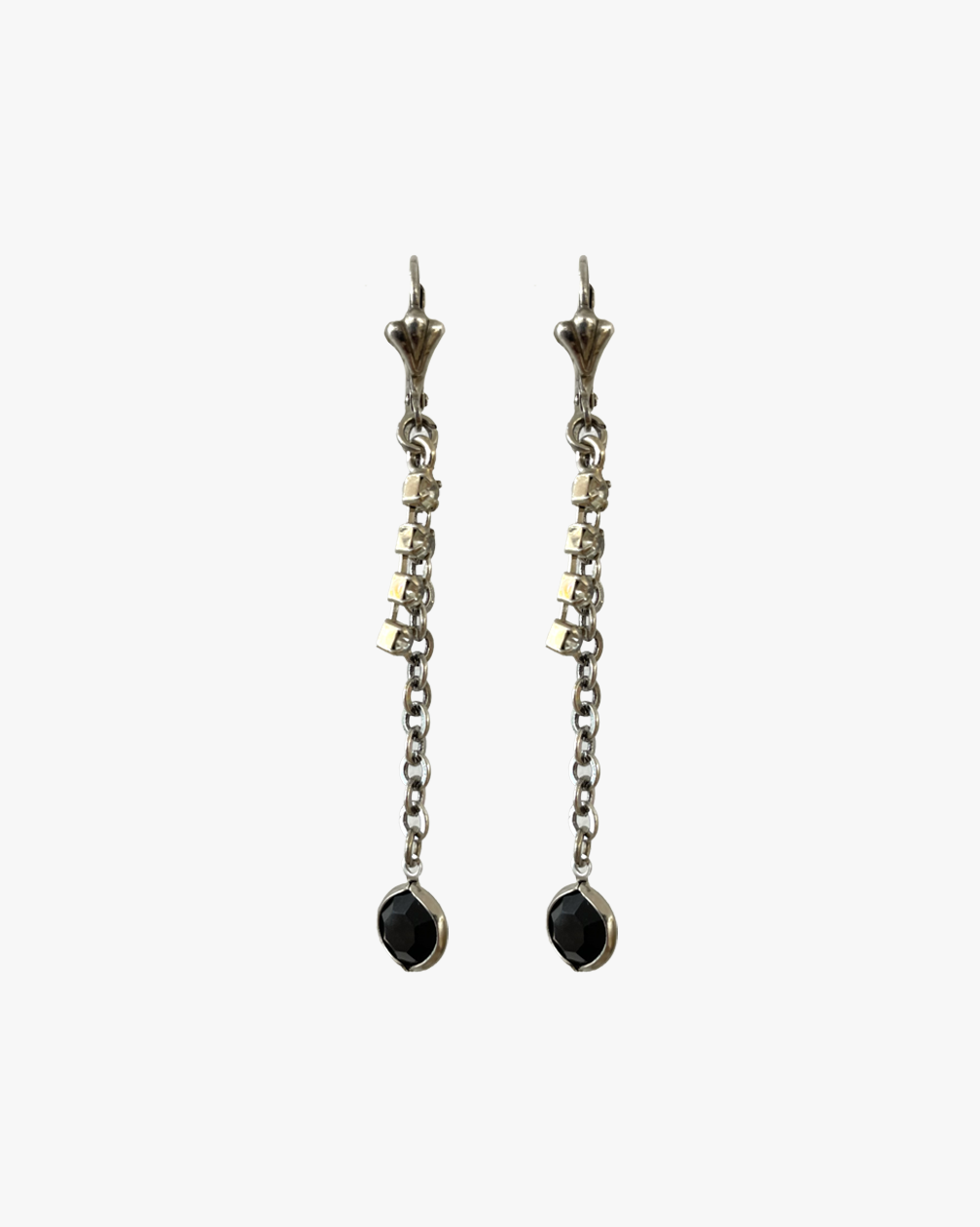 BOUCLES STRASS CHAINE NOIR