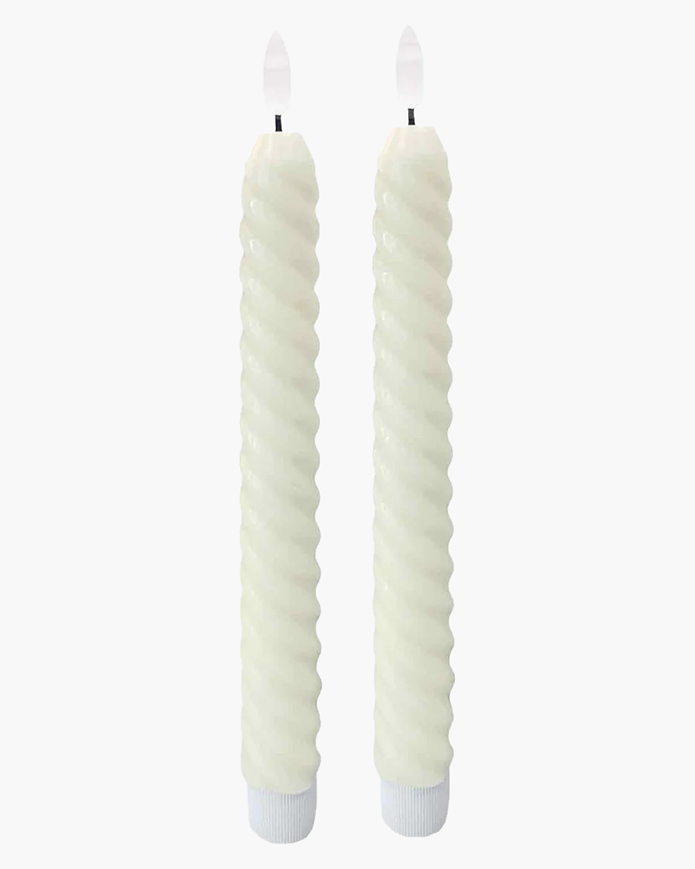2 FLAMBEAUX LED CANDLES NATURAL IVORY WAX D2.4 H25 CM