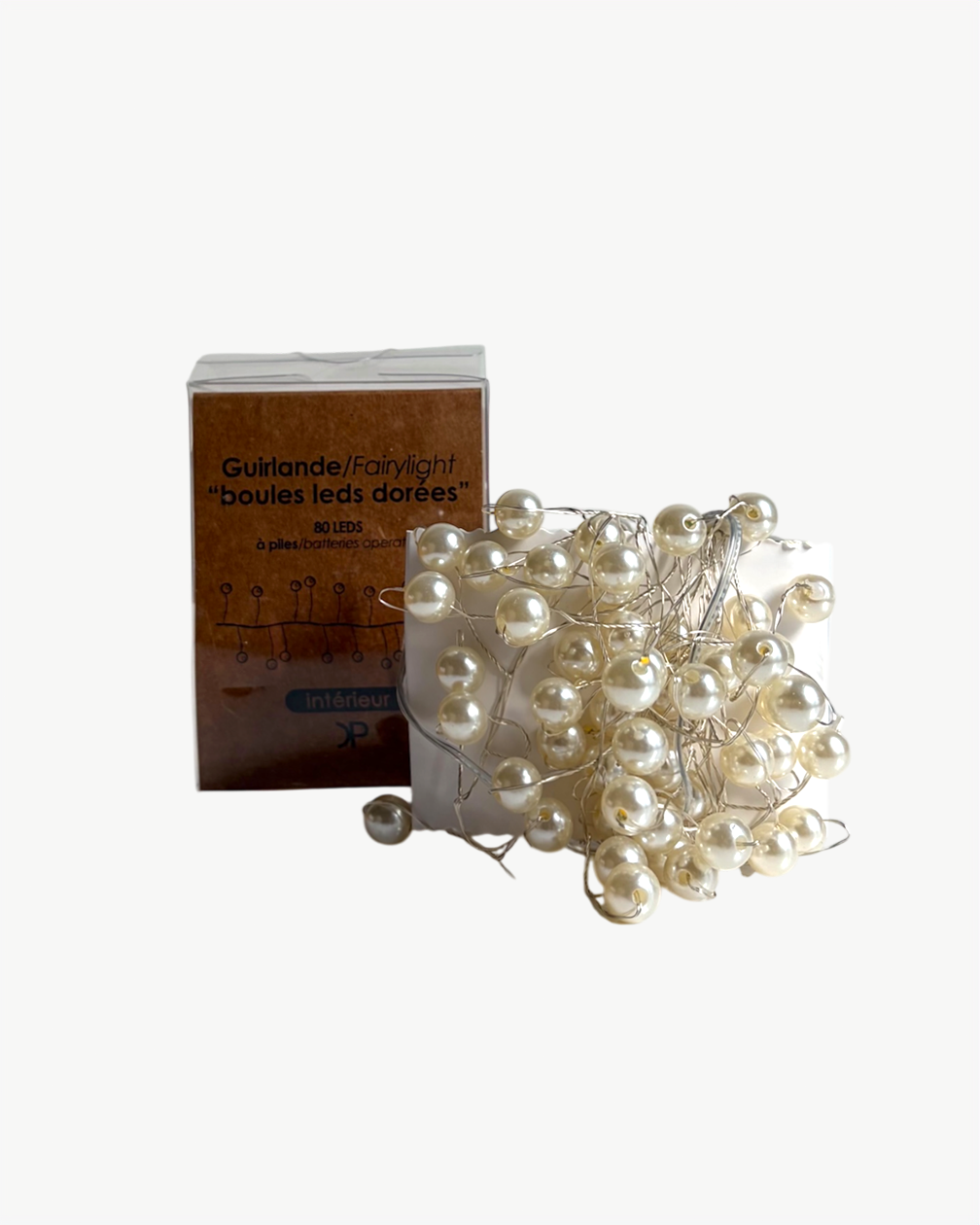 GUIRLANDE BOULES LED NACREE DOREE