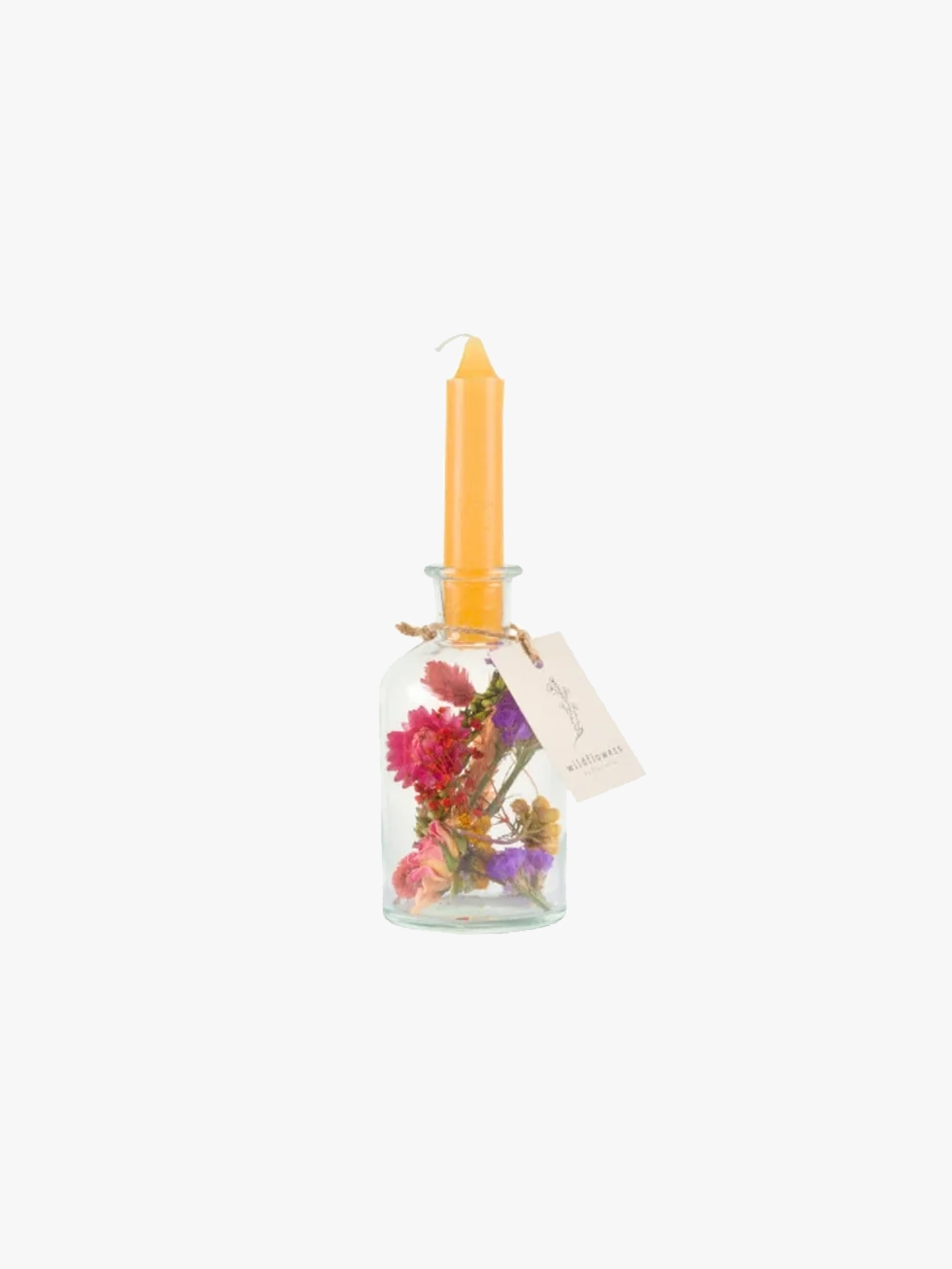 BOUGEOIR FLEURS SECHEES AVEC BOUGIE MULTICOLORE