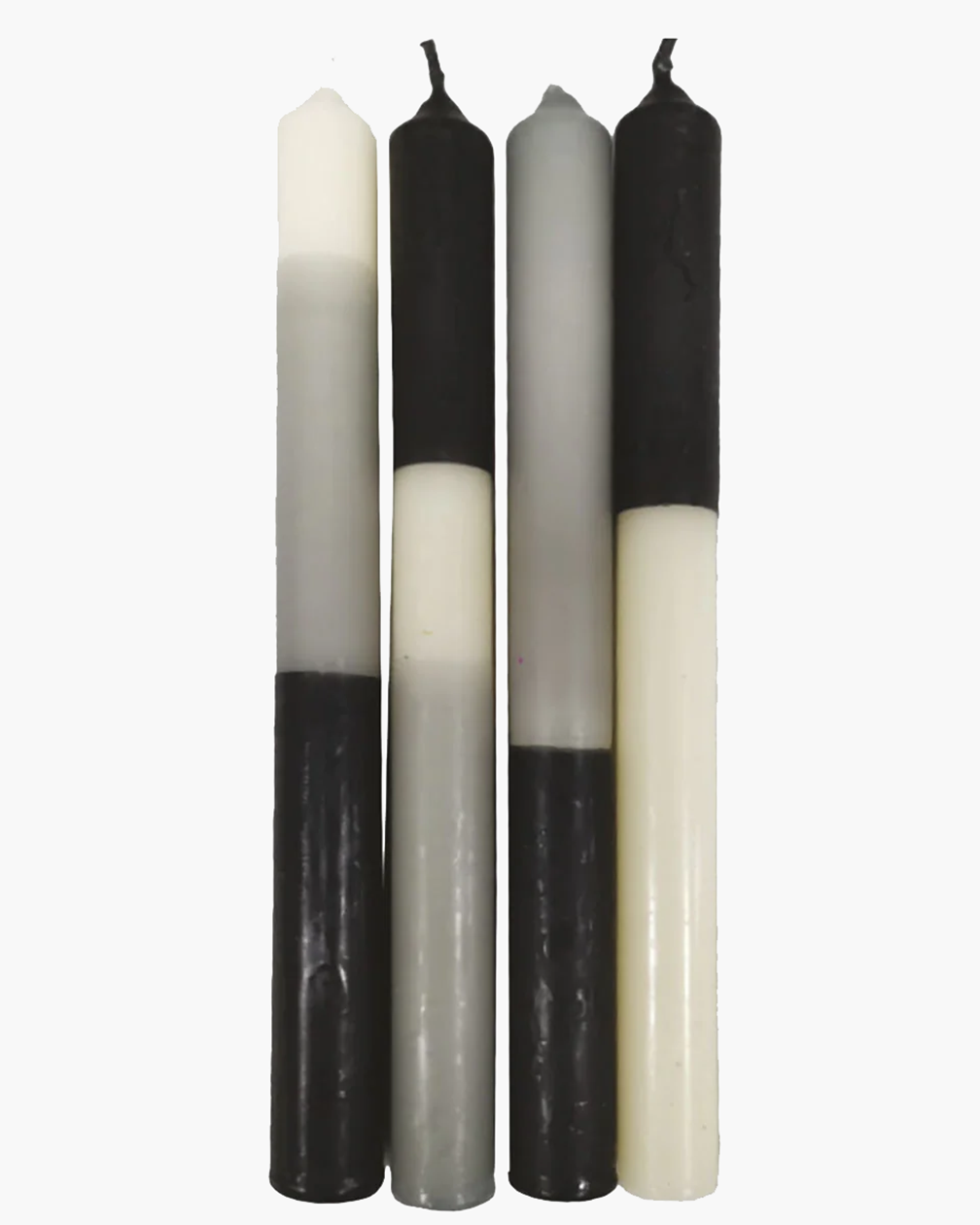 SET OF 4 LONG TWO-COLOR BLACK CANDLES