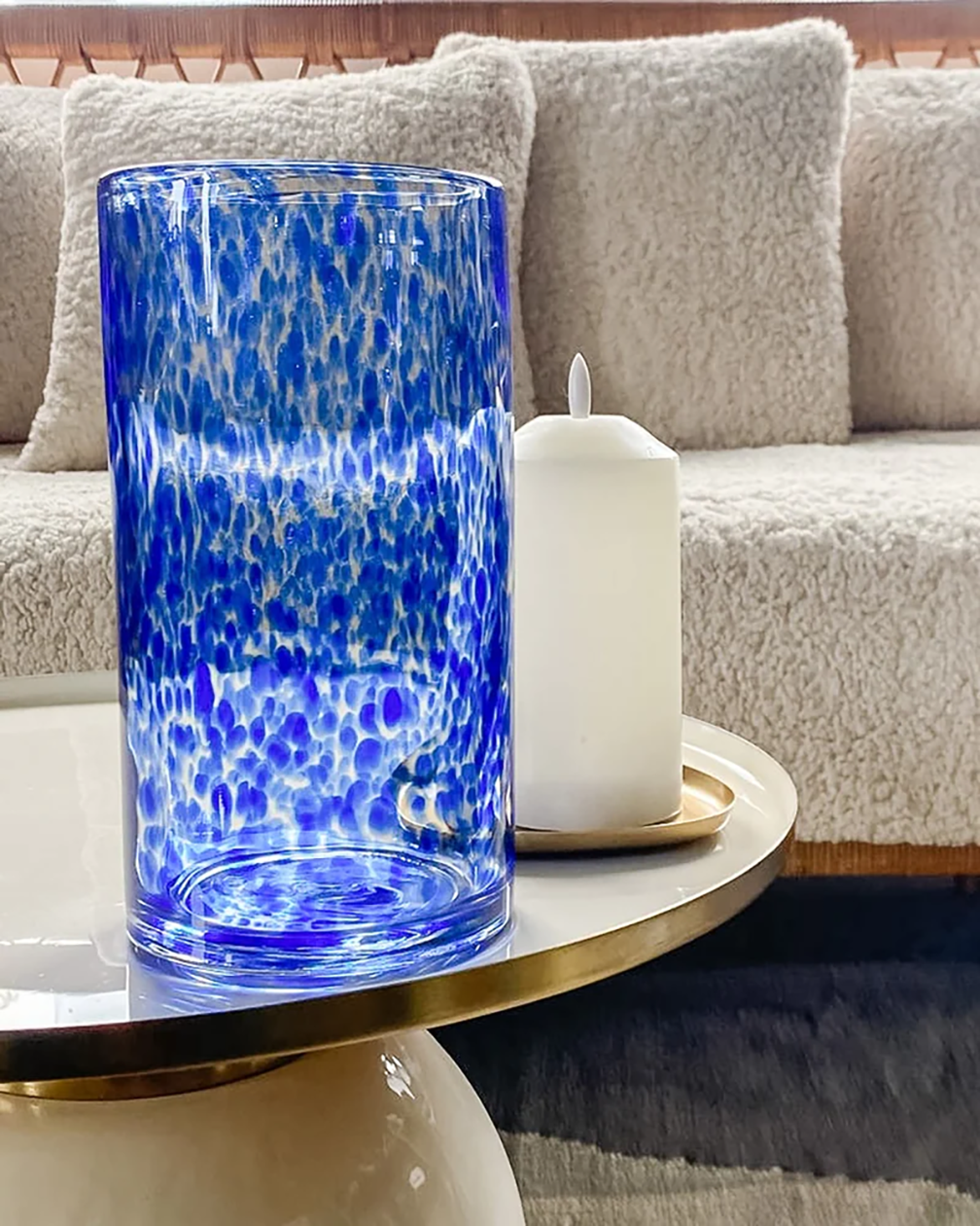 VASE TUBE LEOPARD BLEU