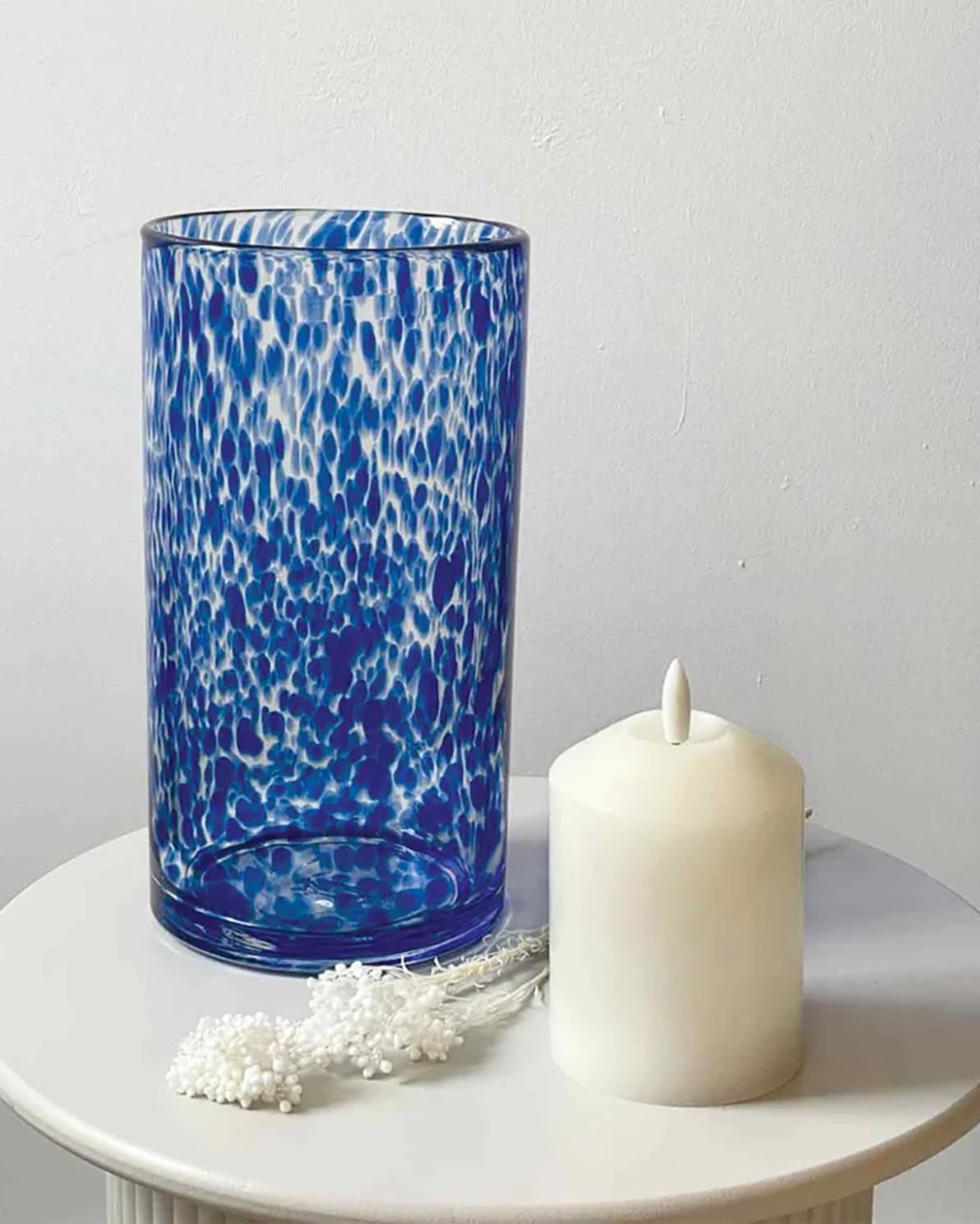 VASE TUBE LEOPARD BLEU