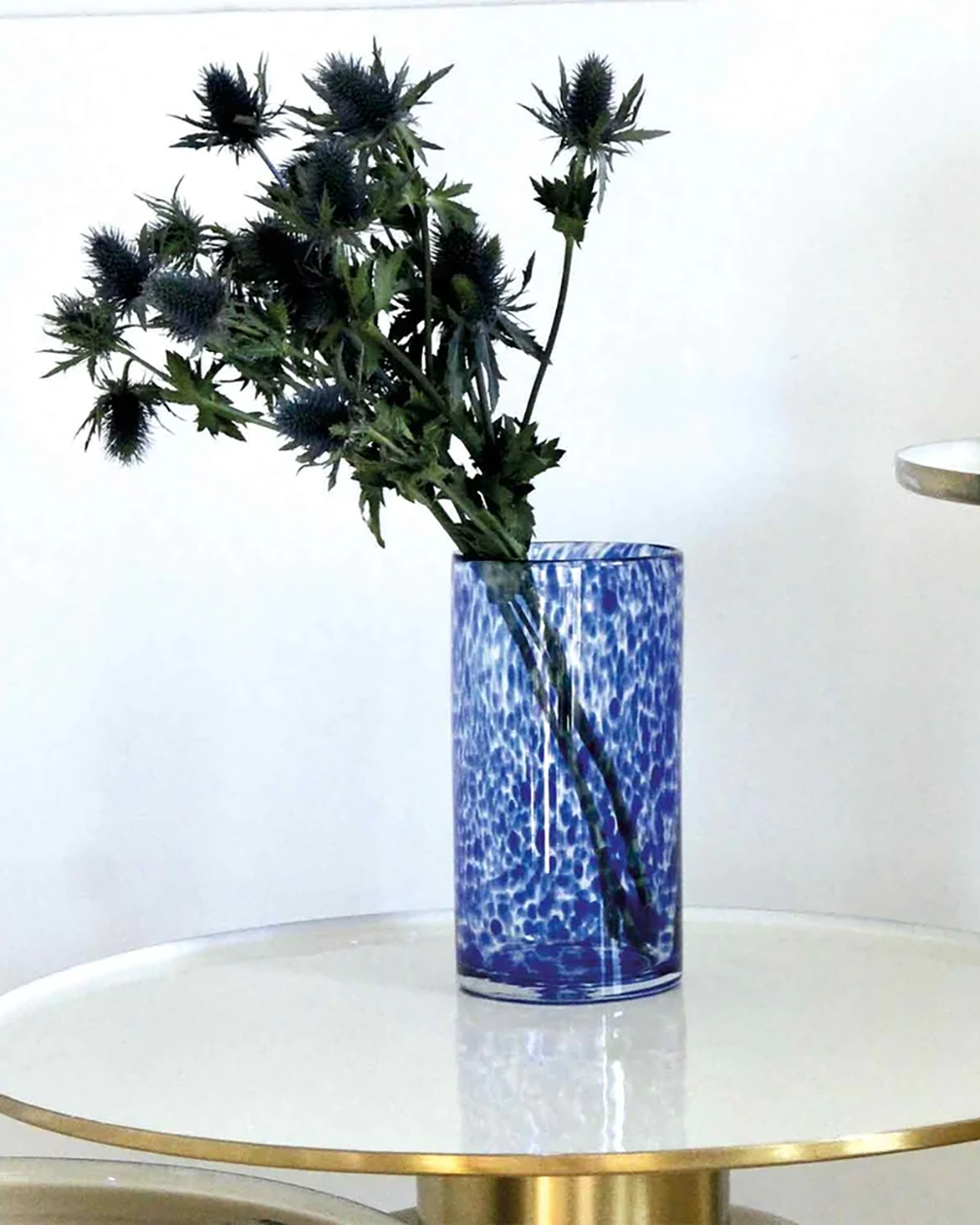 VASE TUBE LEOPARD BLEU